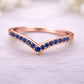 Blue CZ Chevron Ring 925 Silver | V Shape Stacking Band | Minimal Wedding Ring | Promise Gift