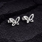 925 Silver Butterfly Stud Earrings, Minimal Leaf Studs, Dainty Tiny Studs,