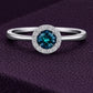 925 Silver London Topaz Ring, Blue Halo Ring, White CZ Accent , Gift for Her