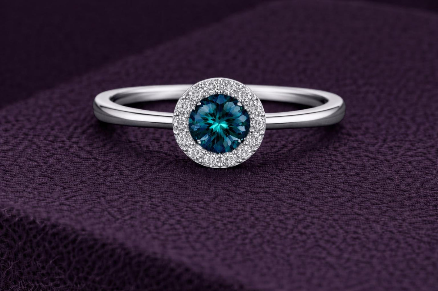 925 Silver London Topaz Ring, Blue Halo Ring, White CZ Accent , Gift for Her