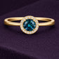 925 Silver London Topaz Ring, Blue Halo Ring, White CZ Accent , Gift for Her