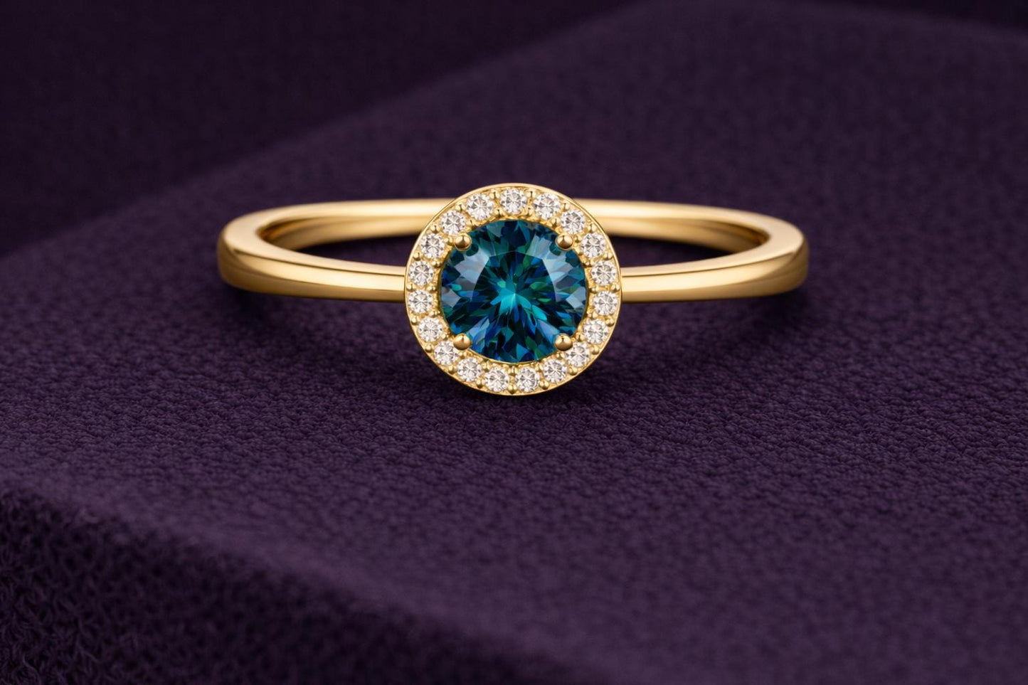 925 Silver London Topaz Ring, Blue Halo Ring, White CZ Accent , Gift for Her