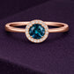 925 Silver London Topaz Ring, Blue Halo Ring, White CZ Accent , Gift for Her