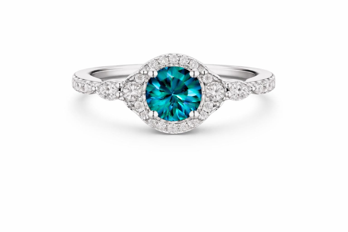 London Blue Topaz 925 Silver | Round Halo Engagement | Sterling Silver Jewelry