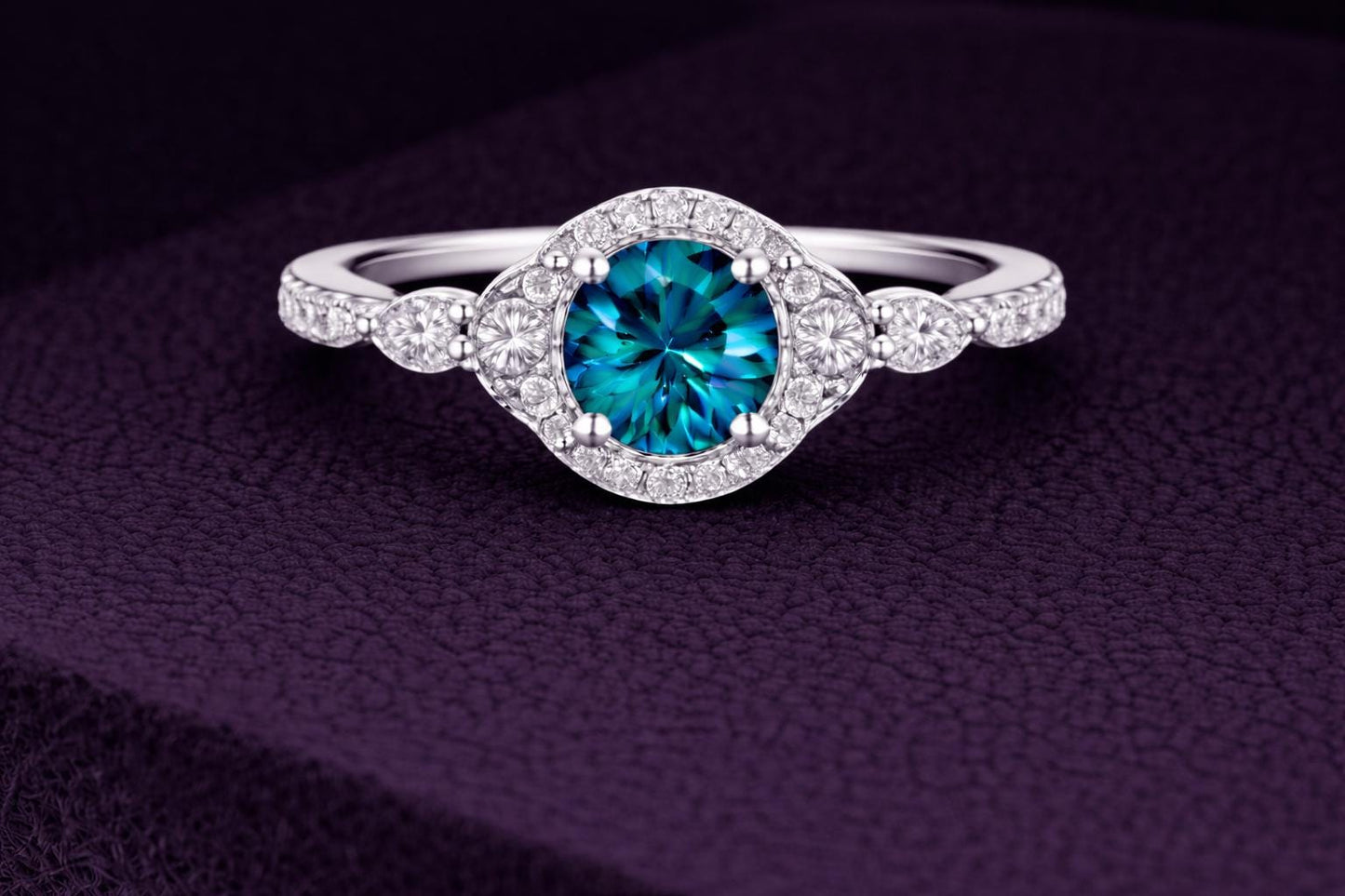 London Blue Topaz 925 Silver | Round Halo Engagement | Sterling Silver Jewelry