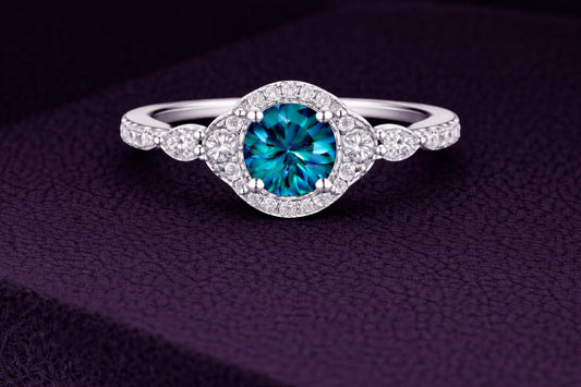 London Blue Topaz 925 Silver | Round Halo Engagement | Sterling Silver Jewelry