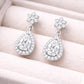 CZ Drop Earrings | Pear Halo Dangle | Cubic Zirconia Bridal Earrings | Sterling Silver Jewelry