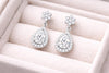 CZ Drop Earrings | Pear Halo Dangle | Cubic Zirconia Bridal Earrings | Sterling Silver Jewelry
