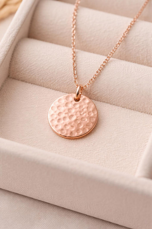 Hammered Disc Necklace | Minimal Silver Coin Necklace | Sterling Everyday Jewelry