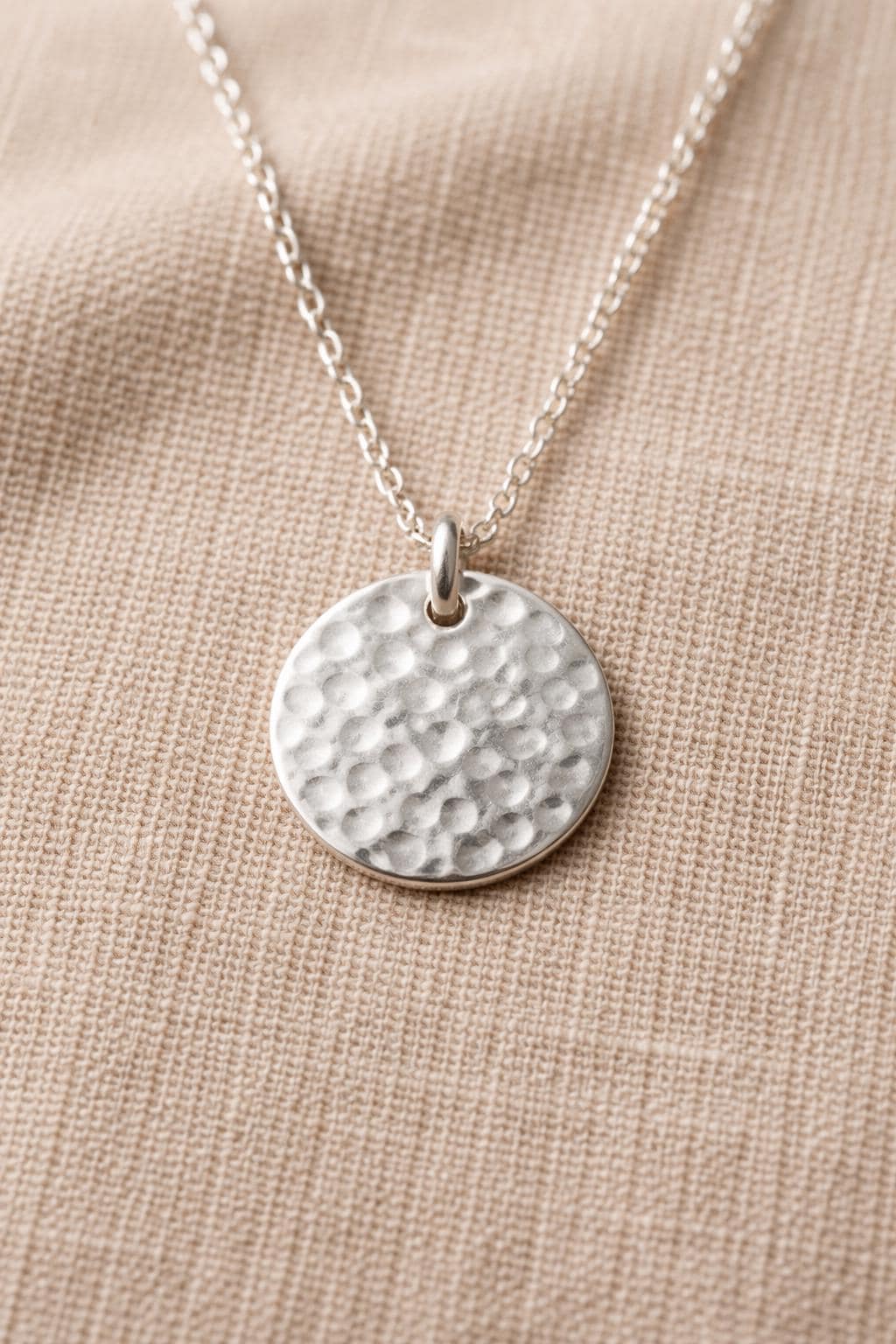 Hammered Disc Necklace | Minimal Silver Coin Necklace | Sterling Everyday Jewelry