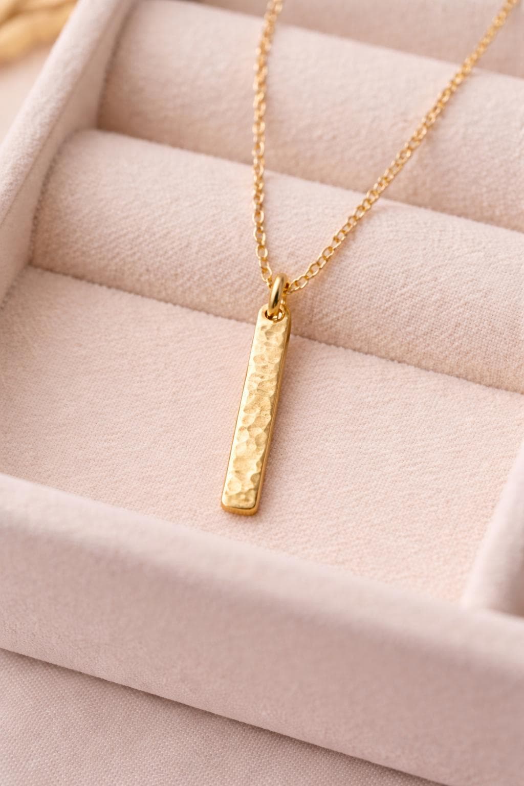 Hammered Bar Necklace 925 Silver | Minimal Silver Pendant | Everyday jewelry