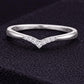 925 Sterling Silver V Shape Ring CZ Diamond Chevron Wedding Band