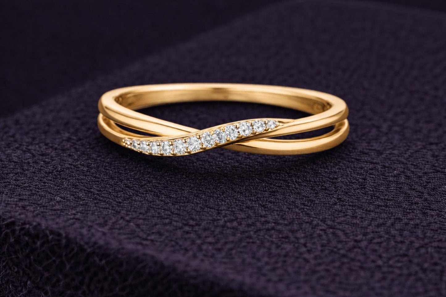 925 Sterling Silver Twisted Ring CZ Diamond Infinity Wedding Band