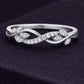 925 Sterling Silver Leaf Infinity Ring CZ Diamond Nature Band