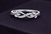 925 Sterling Silver Leaf Infinity Ring CZ Diamond Nature Band