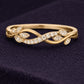 925 Sterling Silver Leaf Infinity Ring CZ Diamond Nature Band