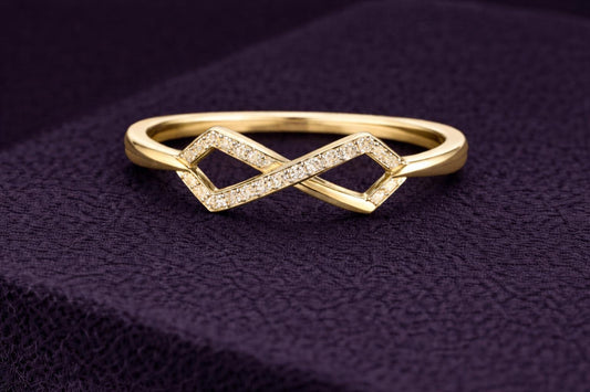 925 Sterling Silver Infinity Ring CZ Diamond Geometric Band