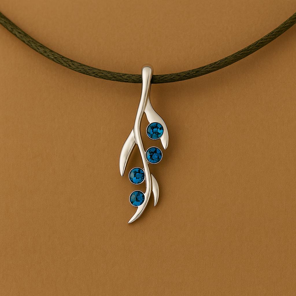 London Blue Topaz 925 Sterling Silver Necklace | Minimal Vine Pendant