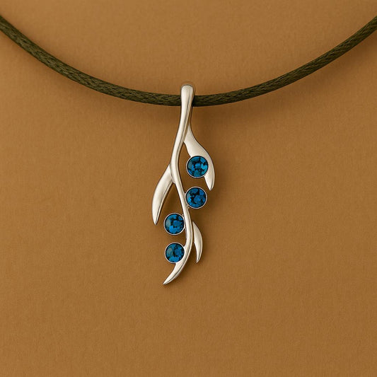 London Blue Topaz 925 Sterling Silver Necklace | Minimal Vine Pendant