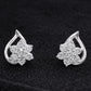 925 Sterling Silver Flower Stud Earrings CZ Diamond Floral Jewelry