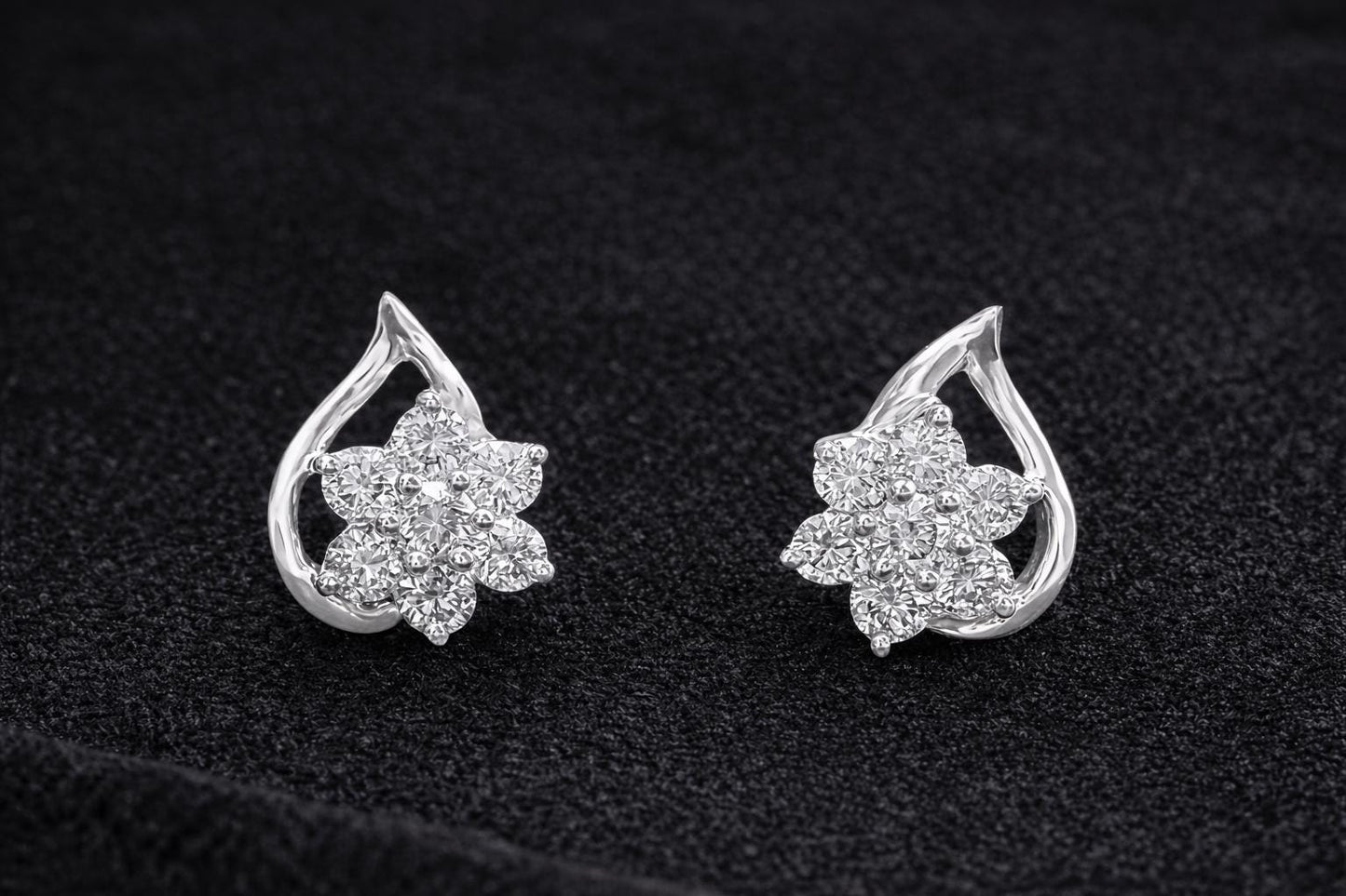 925 Sterling Silver Flower Stud Earrings CZ Diamond Floral Jewelry
