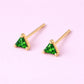 Green CZ Stud 925 Silver | Triangle Studs | Minimal Silver Earrings