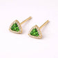 Green CZ Triangle Studs 925 Silver | Halo Stud | Minimal Silver Earring