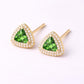 Green CZ Triangle Stud Earrings 925 Silver | Halo Studs | Minimal Earrings