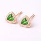 Green CZ Triangle Stud Earrings 925 Silver | Halo Studs | Minimal Earrings