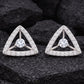 Triangle CZ Stud Earrings 925 Silver | Geometric Halo Studs | Minimal Earrings | Dainty Diamond Look