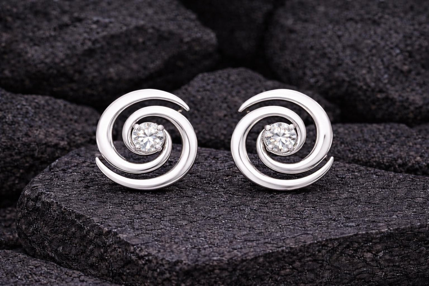 Spiral CZ Stud Earrings 925 Silver | Swirl Studs | Minimal Earrings | Dainty Diamond Look