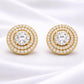 Halo Stud Earrings 925 Silver | Round Diamond Look Studs | Minimal  Earrings | Bridal CZ