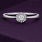 Floral CZ Ring 925 Silver | Sunburst Solitaire | Minimal Promise Ring | Dainty Diamond Look