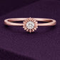 Floral CZ Ring 925 Silver | Sunburst Solitaire | Minimal Promise Ring | Dainty Diamond Look