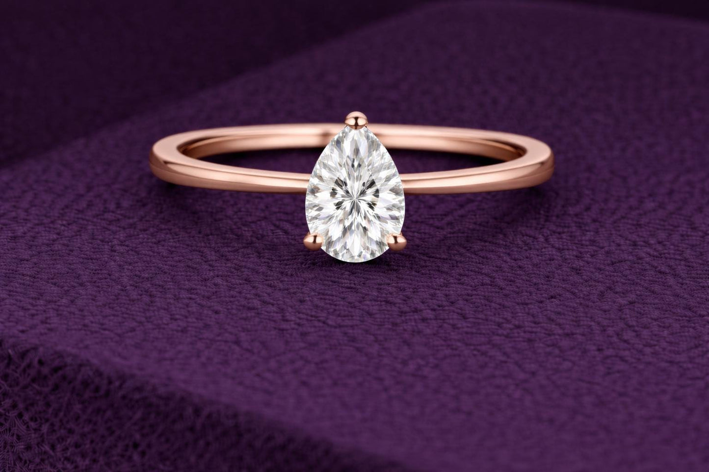 Pear CZ Ring 925 Silver | Teardrop Solitaire | Minimal Engagement Ring | Diamond Look