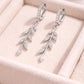 925 Silver Leaf Drop Earrings | CZ Huggie Hoop | Nature Inspired Dangle Earrings