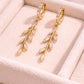 925 Silver Leaf Drop Earrings | CZ Huggie Hoop | Nature Inspired Dangle Earrings
