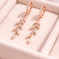 925 Silver Leaf Drop Earrings | CZ Huggie Hoop | Nature Inspired Dangle Earrings