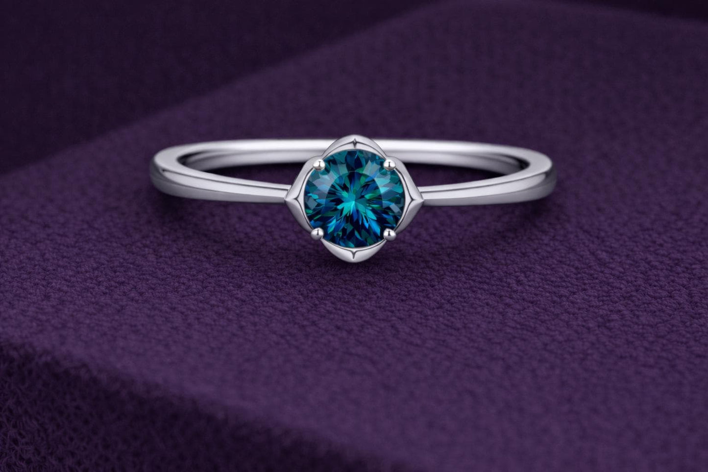 London Blue Topaz  925 Silver | Round Solitaire Ring | Minimal Engagement Ring | December Birthstone