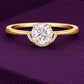 Round CZ Ring 925 Silver | Pavé Solitaire | Minimal Engagement Ring | Diamond Look