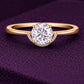 Round CZ Ring 925 Silver | Pavé Solitaire | Minimal Engagement Ring | Diamond Look