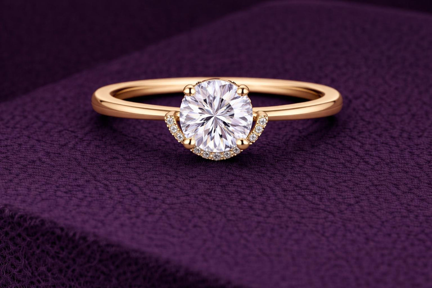 Round CZ Ring 925 Silver | Pavé Solitaire | Minimal Engagement Ring | Diamond Look