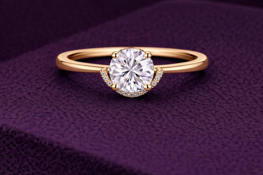 Round CZ Ring 925 Silver | Pavé Solitaire | Minimal Engagement Ring | Diamond Look