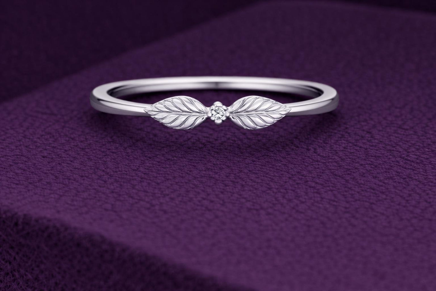 Leaf CZ Ring 925 Silver | Nature Inspired Ring | Minimal Stacking |