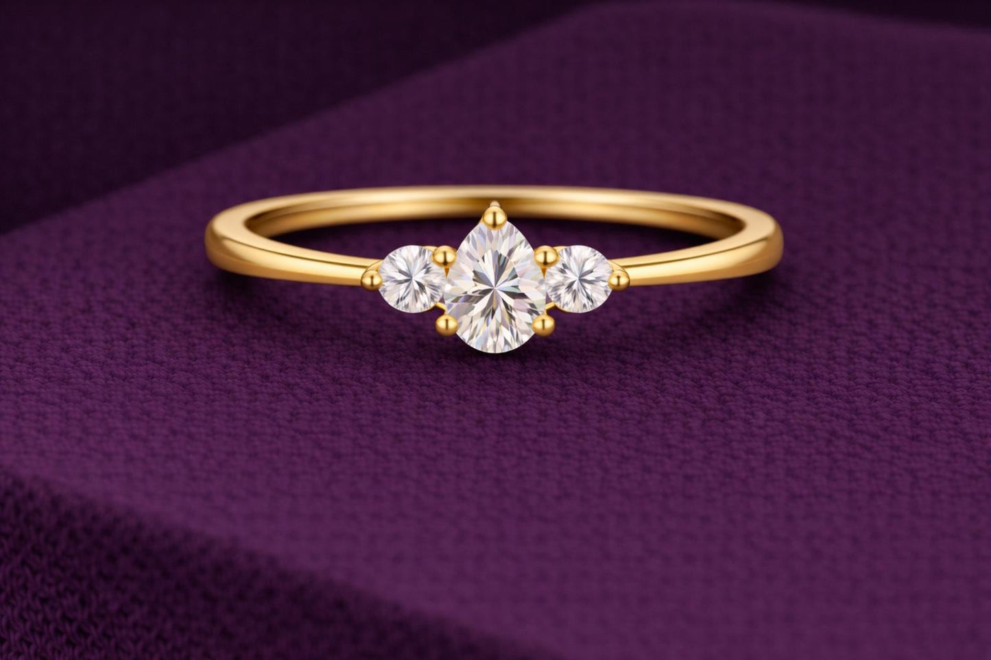Pear CZ Three Stone 925 Silver | Trilogy Engagement Ring | Minimal Promise Ring |