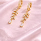 925 Silver Leaf Drop Earrings | CZ Vine Dangle Hoop | Elegant Sterling Silver Jewelry |