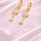 925 Silver Floral Drop Earrings | CZ Flower Dangle Hoop | Elegant Sterling Silver Jewelry |