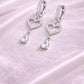925 Silver Heart Drop Earrings | CZ Dangle Hoop | Romantic Sterling Silver Jewelry |