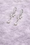 925 Silver Floral Drop Earrings | CZ Teardrop Dangle Hoop | Elegant Sterling Silver Jewelry |