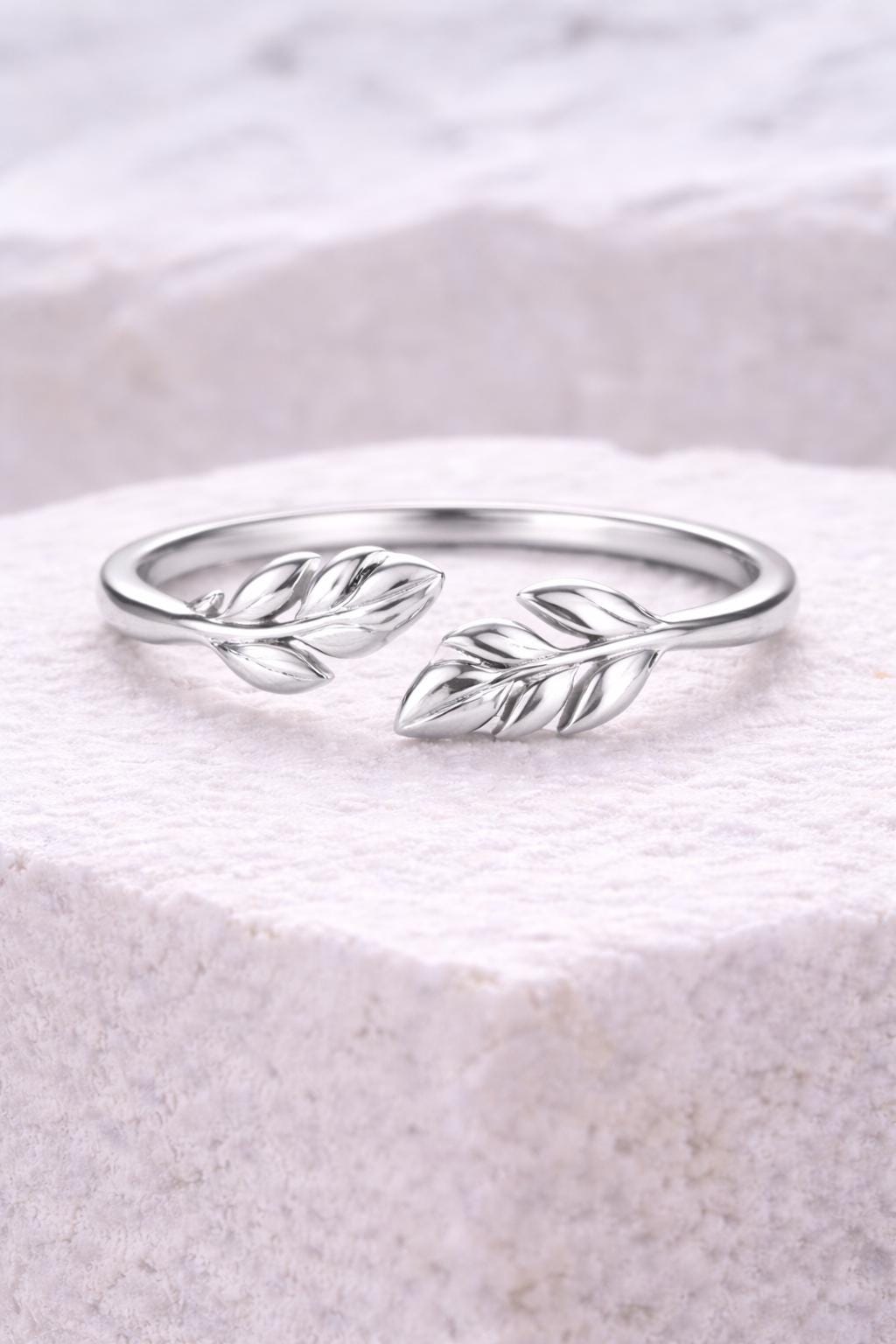 925 Silver Open Leaf Ring | Minimal Botanical Adjustable Ring | Nature Jewelry